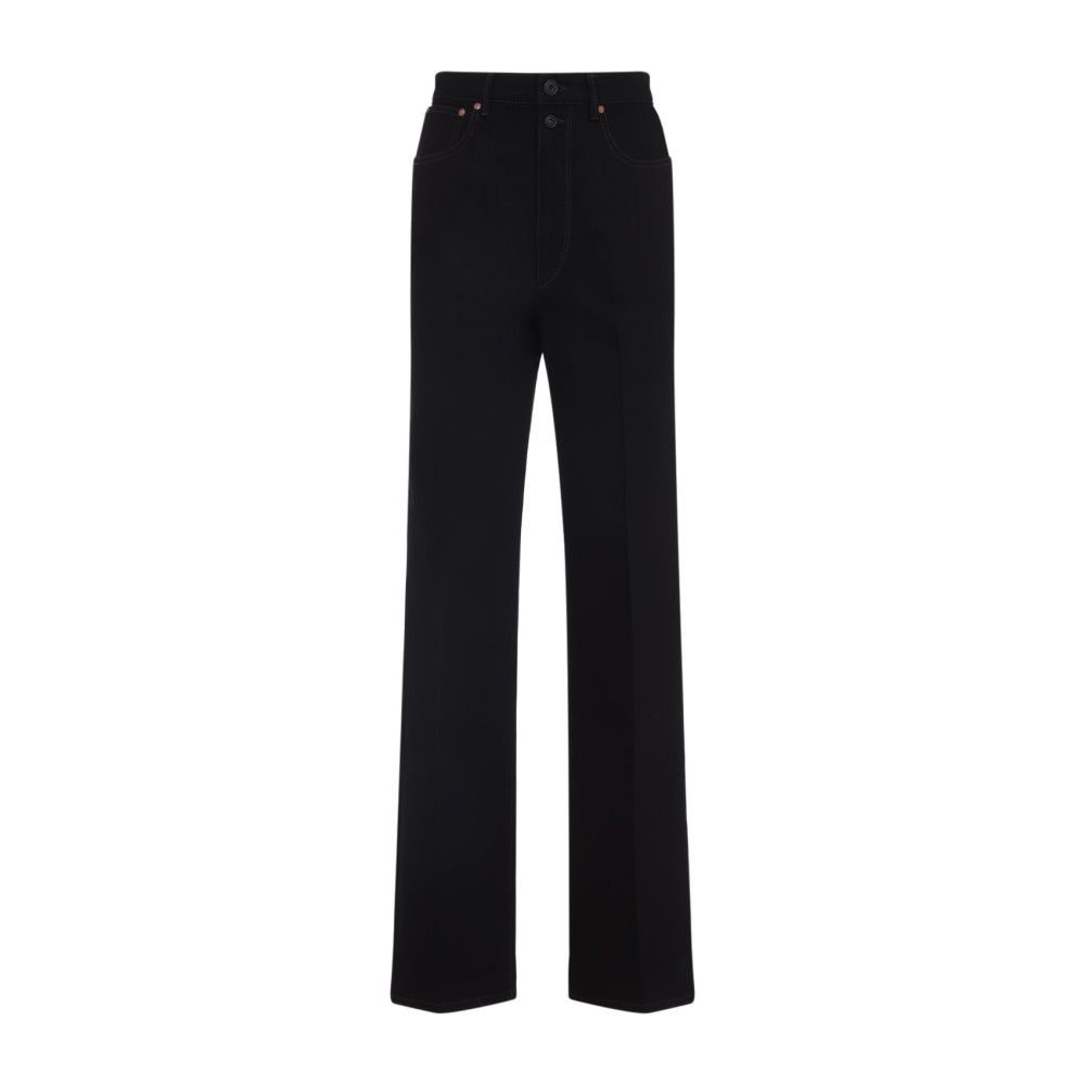 Lemaire High Waisted Straight Pants With Back Pockets In Black