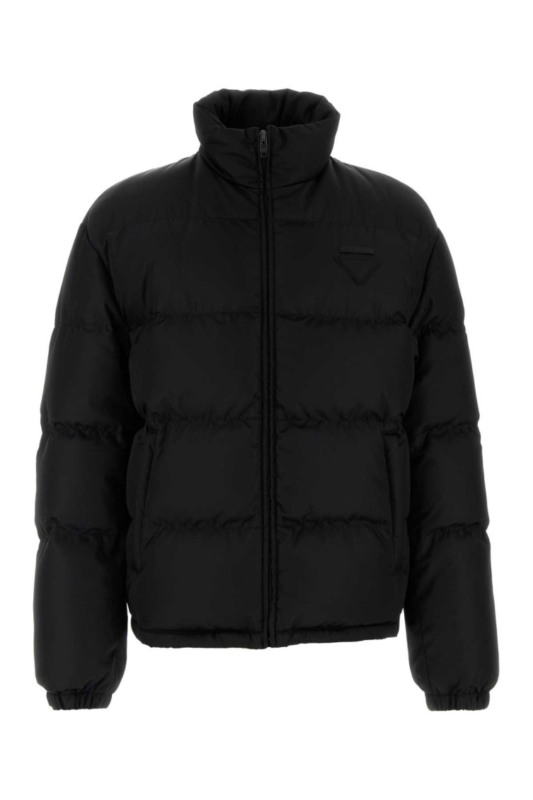 Prada Quilted Nylon Jacket Zip Pockets In Black