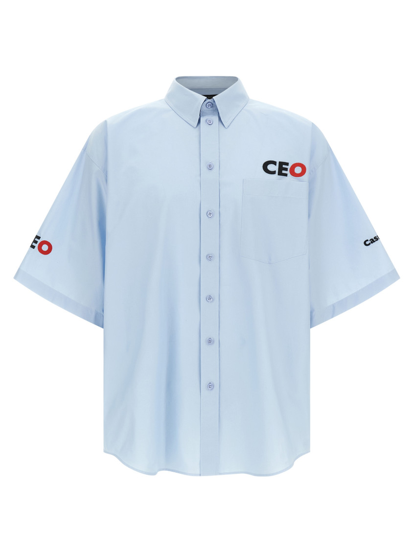 Balenciaga Ceo Uniform Logo Shirt And Blouse Light Blue In Blue