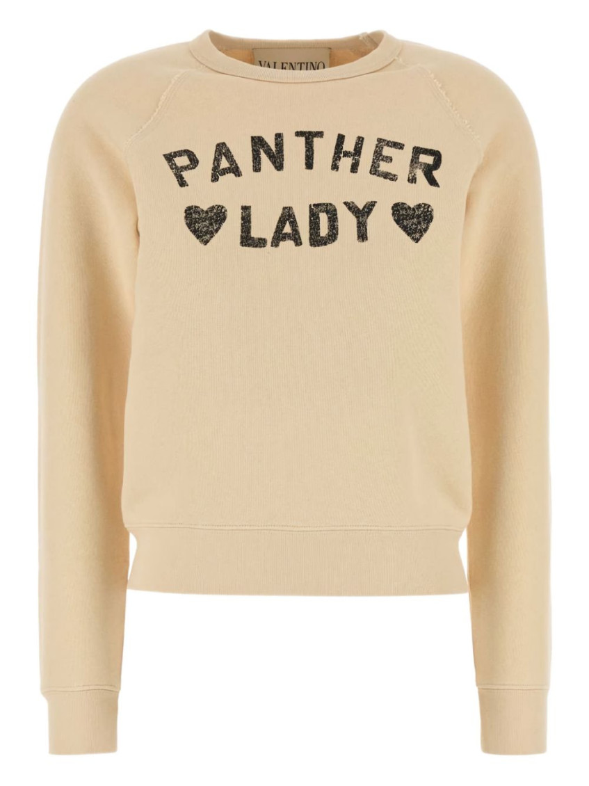 Valentino Beige Crewneck Printed Sweatshirt In Sand