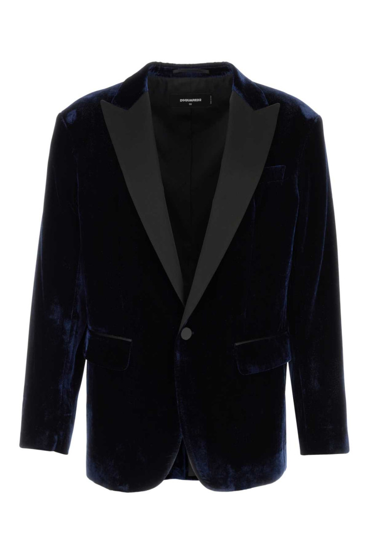 Dsquared2 Navy Blue Velvet Blazer