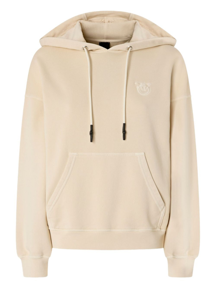 Pinko Hooded Knitwear With Drawstring And Kangaroo Pocket In Neutral