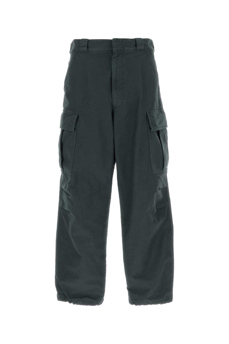 Prada Dark Grey Twill Cargo Pant In Gray