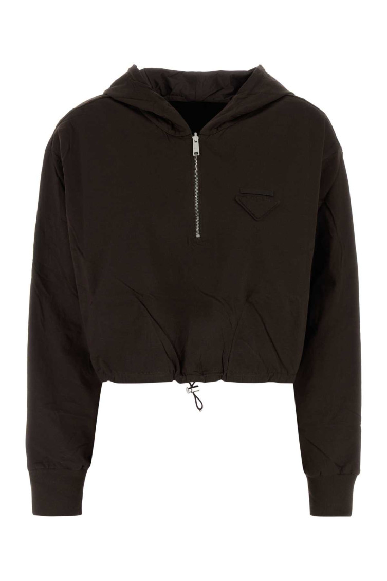 Prada Brown Long Sleeves Hooded Sweatshirt