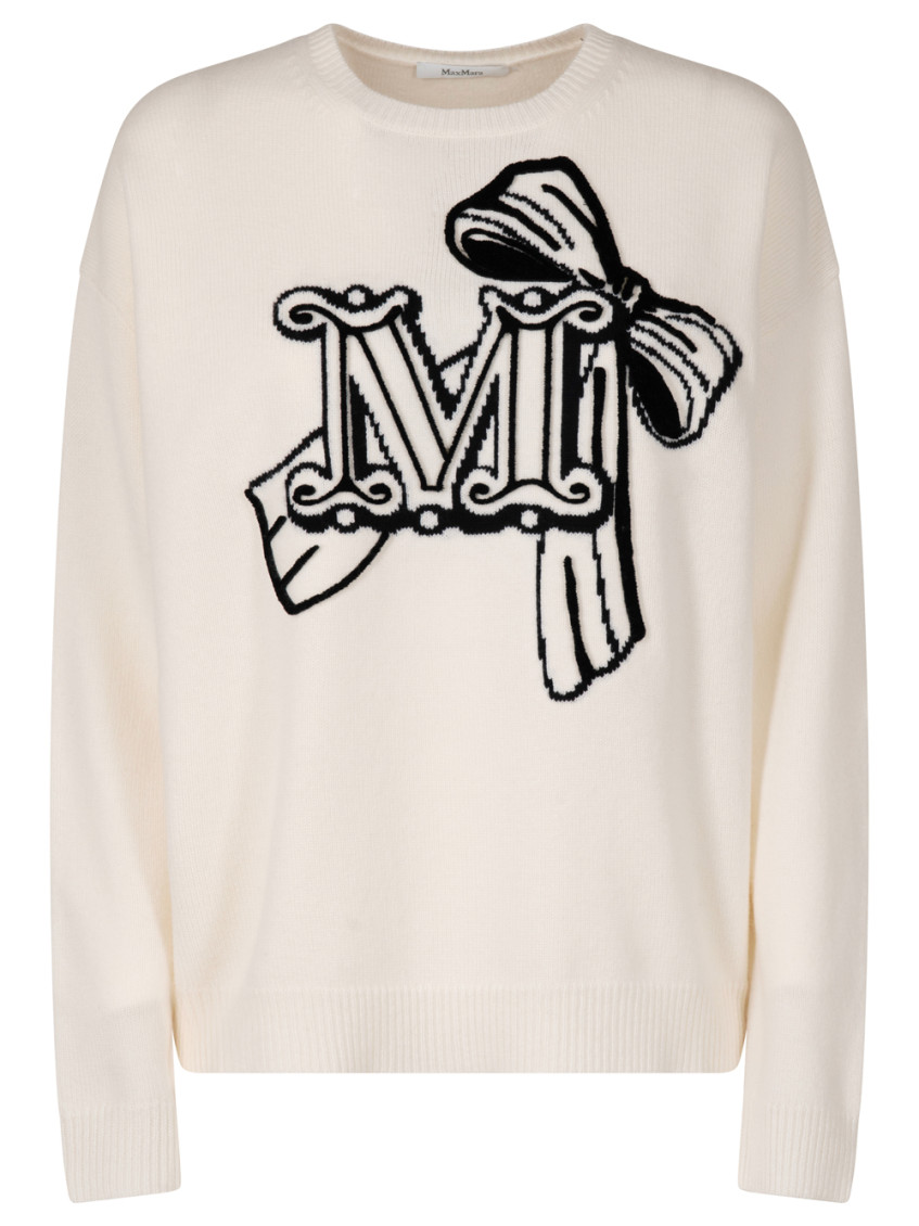 Max Mara Wool And Cashmere Pullover With Velvet Effect Embroidery Clothing In Multi