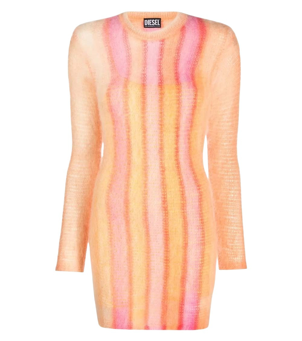 Diesel Striped-knit Bodycon Dress In Multicolor