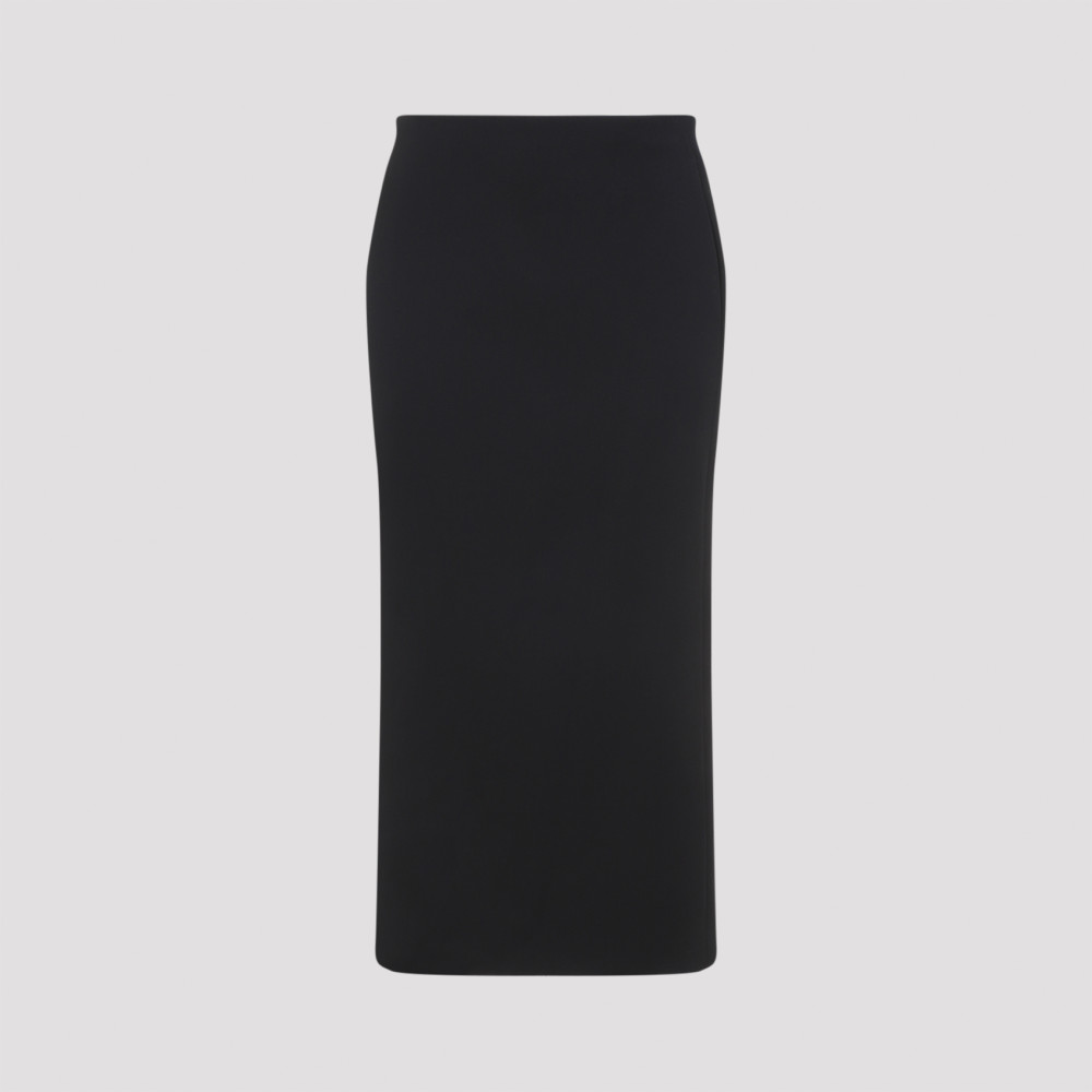 The Row Parma Stretch Virgin Wool Midi Skirt In Navy Blue