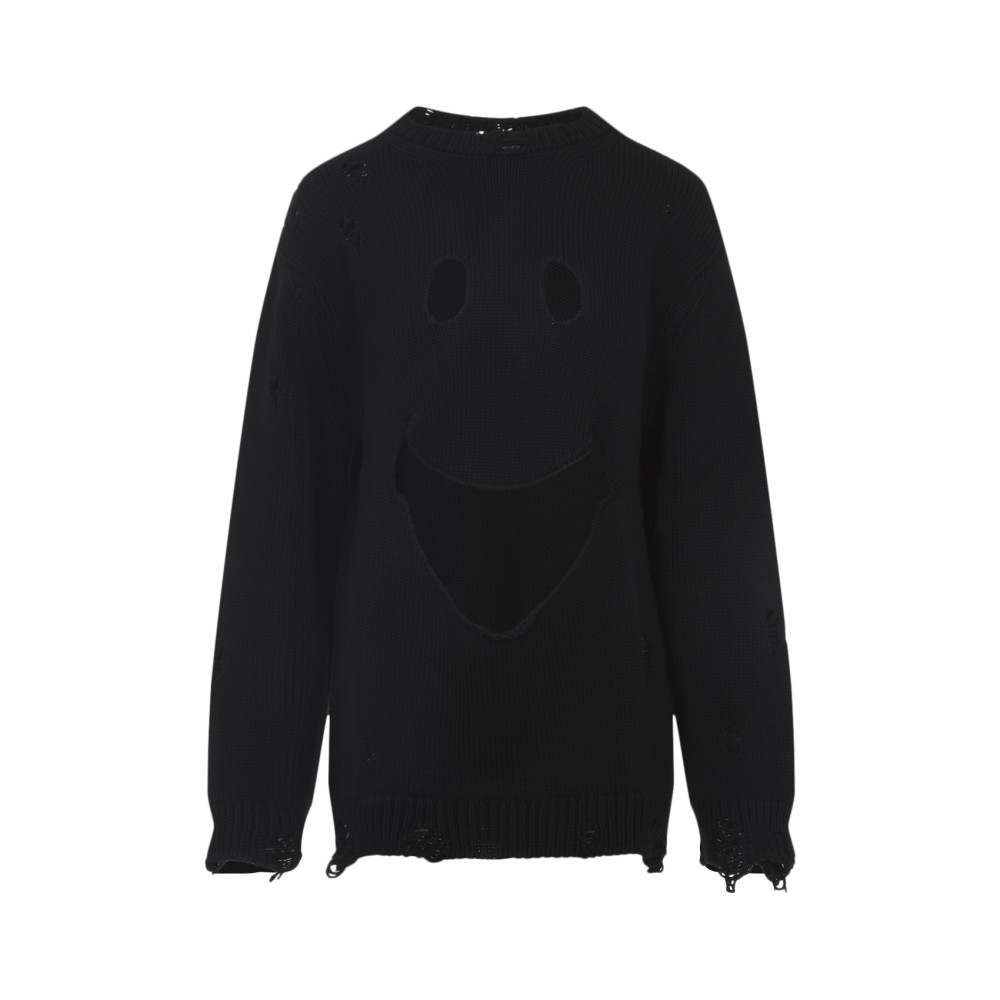 Moschino Oversized Pullover In Carved Wool In Black