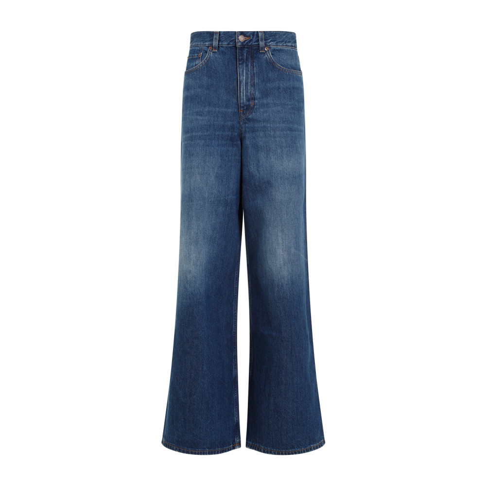 Chloé High-rise Wide-leg Denim Trousers With 5 Pockets In Blue
