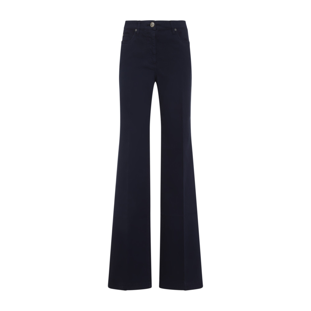 Etro Blue Flared Cotton Jeans In Blue