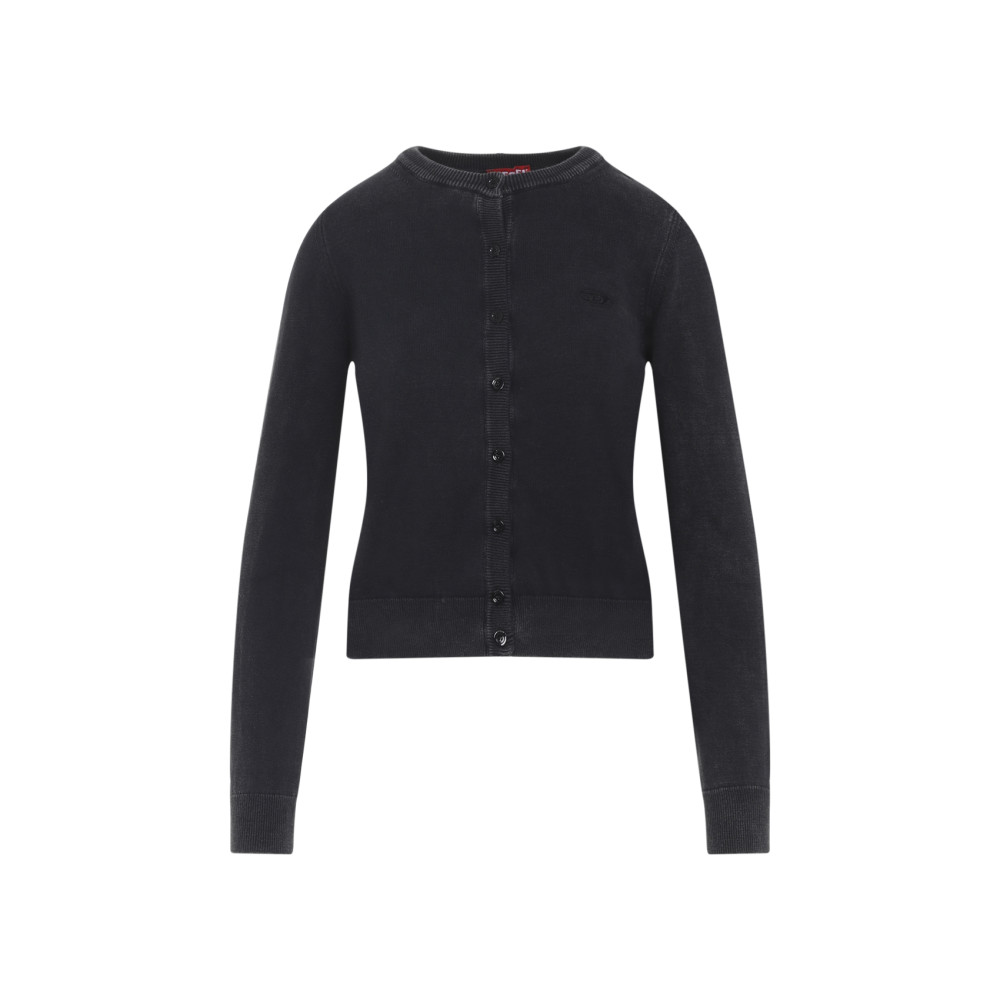 Diesel Fitted Button-up Sweater With Ribbed Detailing In Black