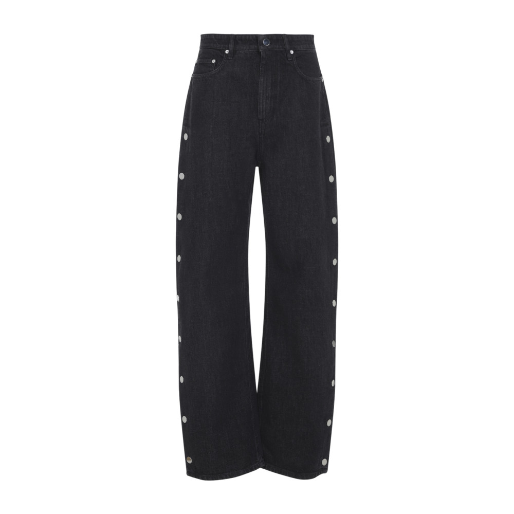 Sportmax Snap Button High Waist Wide Leg Trousers In Black