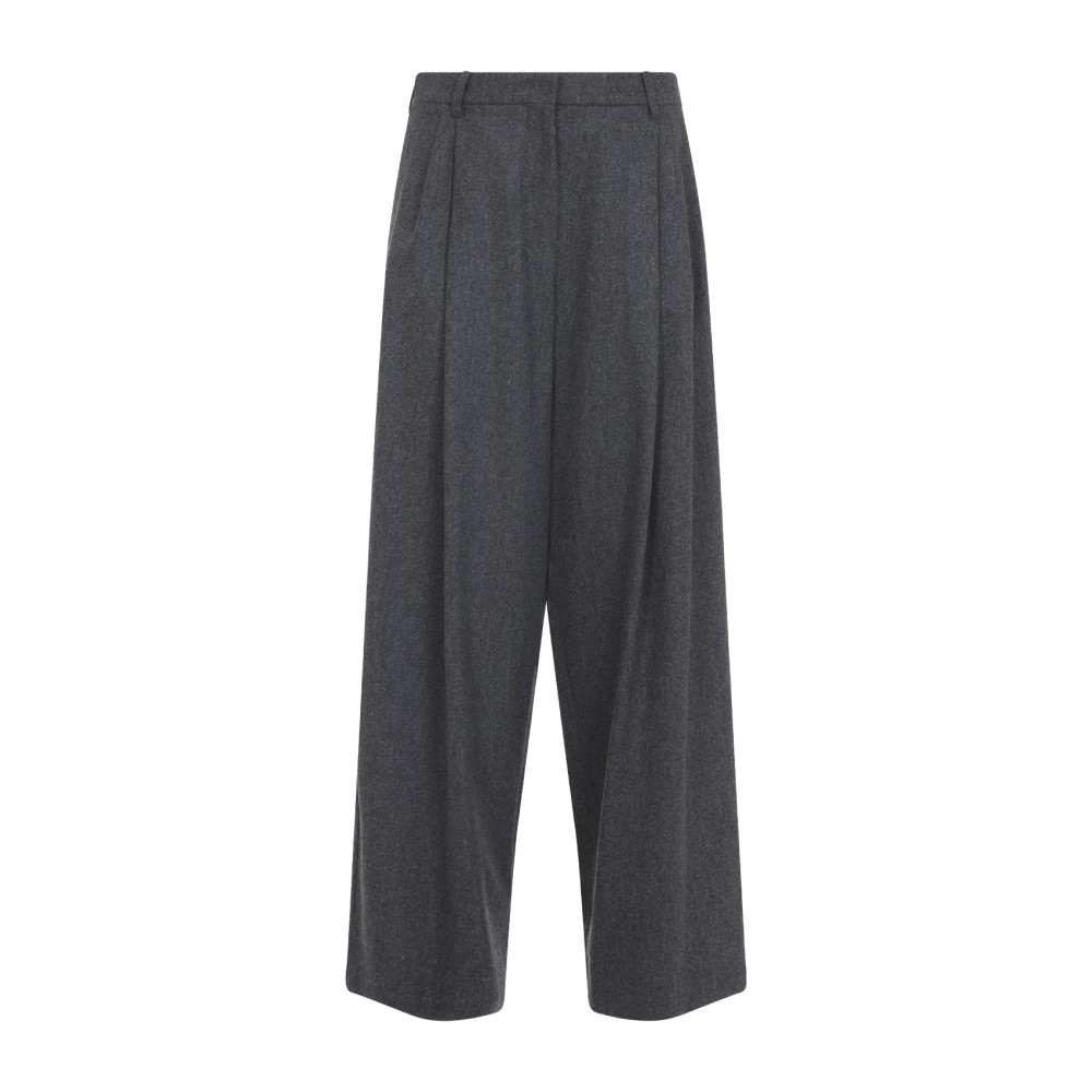 Max Mara Wide-leg Trousers With High Waist In Gray