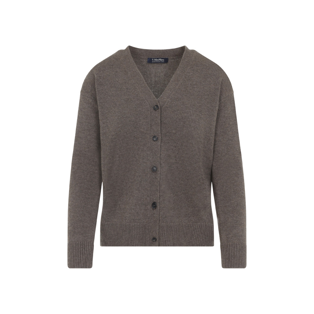 Max Mara Cedro Brown Wool And Cashmere Cardigan In Brown