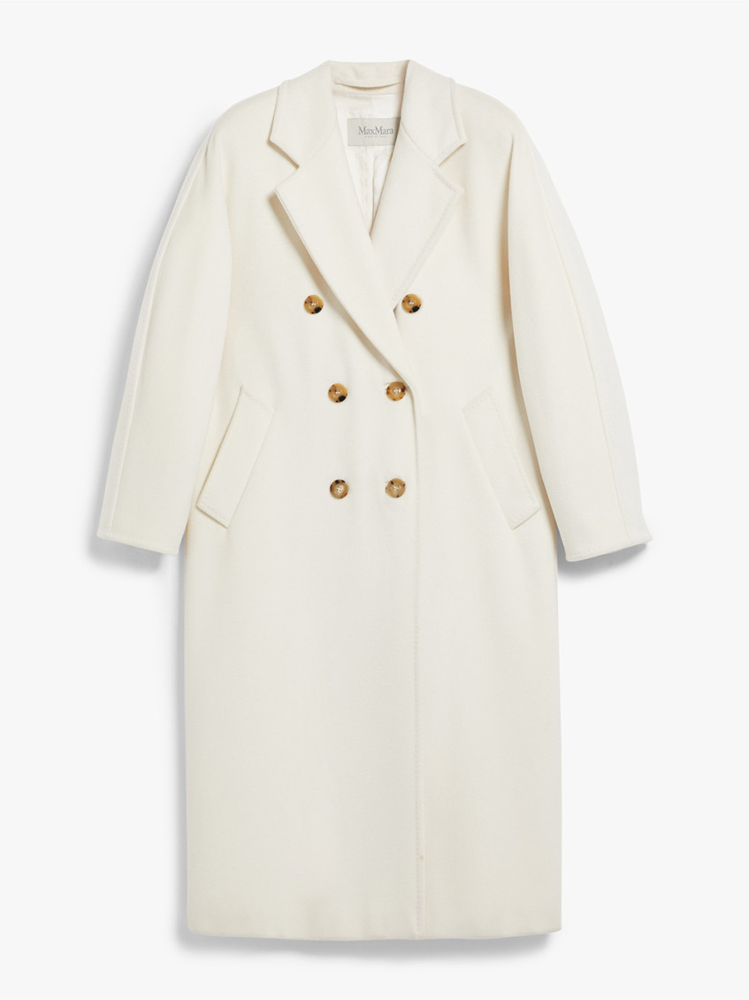 Max Mara White Wool Coat In Neutral
