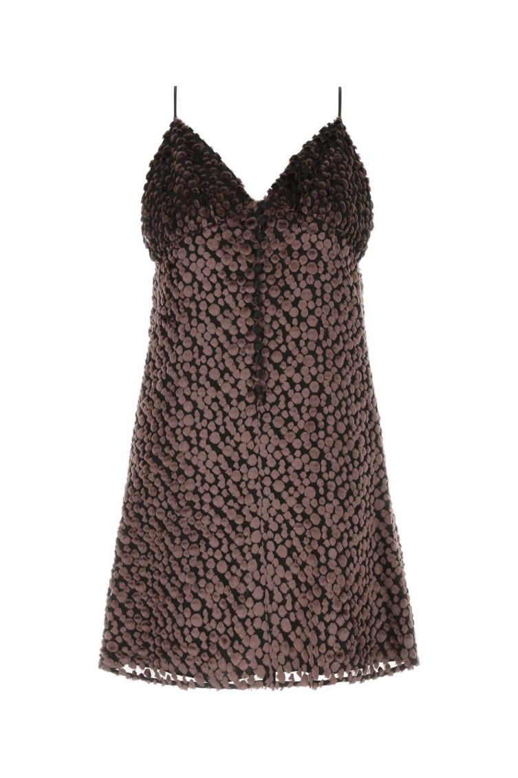 Saint Laurent Women's Two-tone Velvet Mini Dress | Size Fr 38f | 665640y5f69 Color 5242 In Maroon
