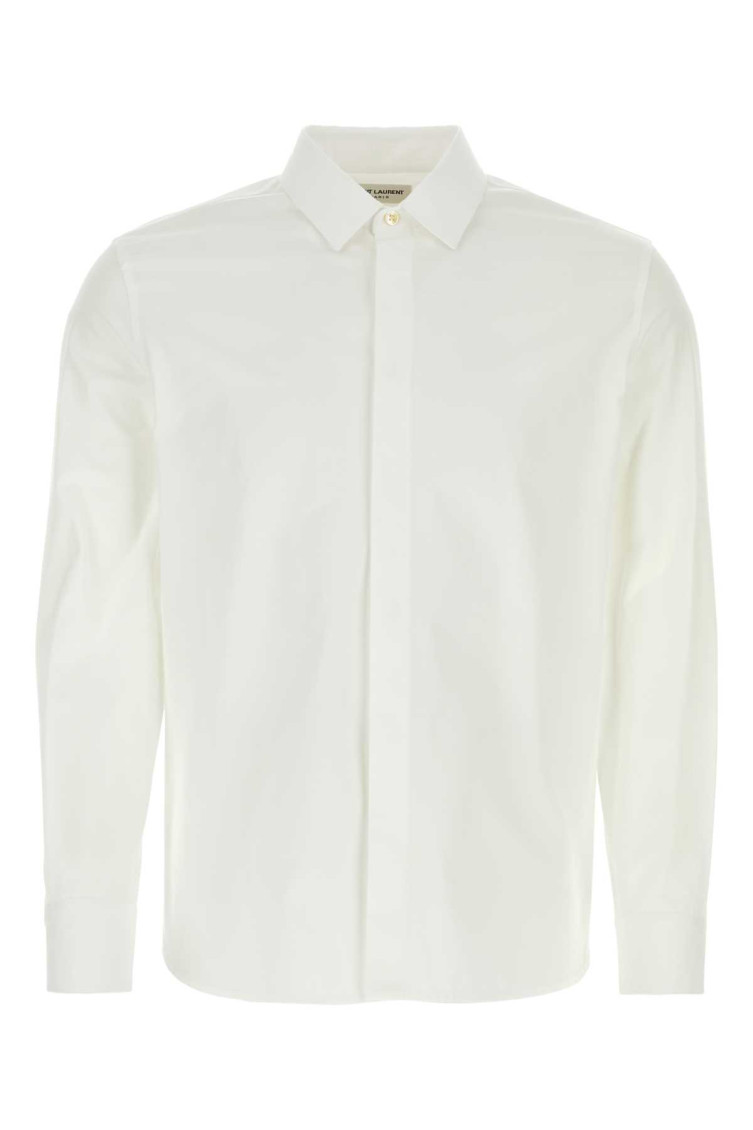 Shop Saint Laurent White Poplin Shirt