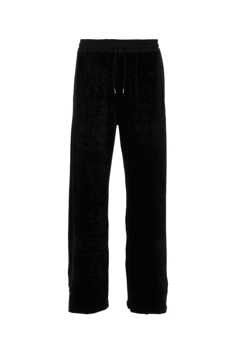 Saint Laurent Stretch Waistband Chenille Joggers In Black