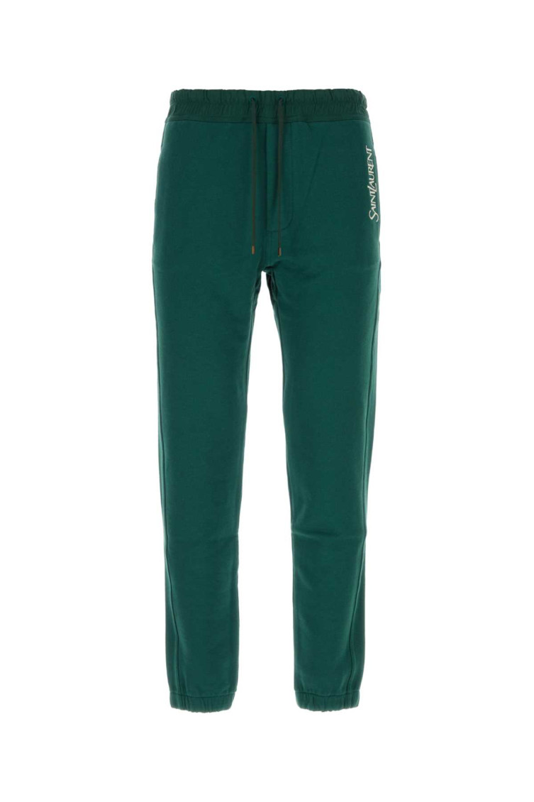 Saint Laurent Bottle Green Slim Fit Joggers In Green