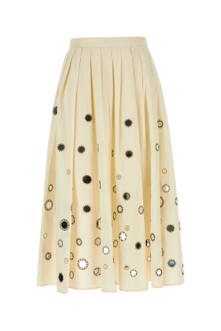 Prada Gonna In Cotone Crema Donna In Off White