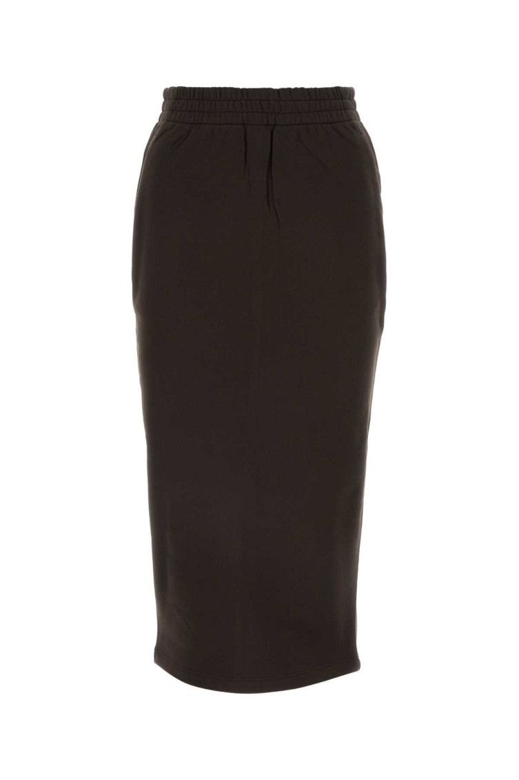 Prada Women Dark Brown Cotton Skirt In Dark Brown