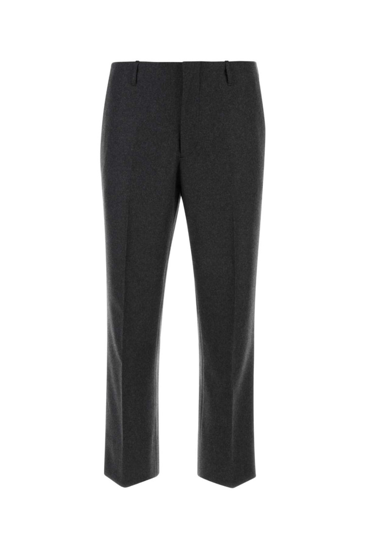 Prada Wool Trousers With Back Pockets And Belt Loops In Grey