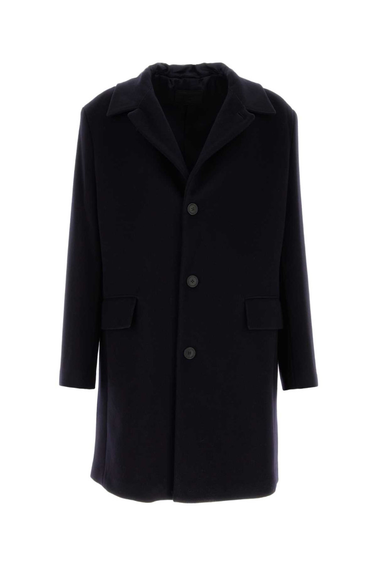 Prada Midnight Wool Blend Coat In Blue