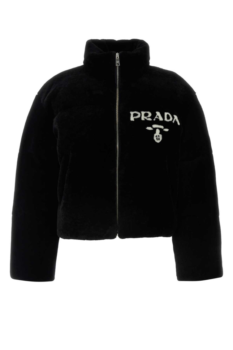 Prada Black Shearling Down Jacket In Black