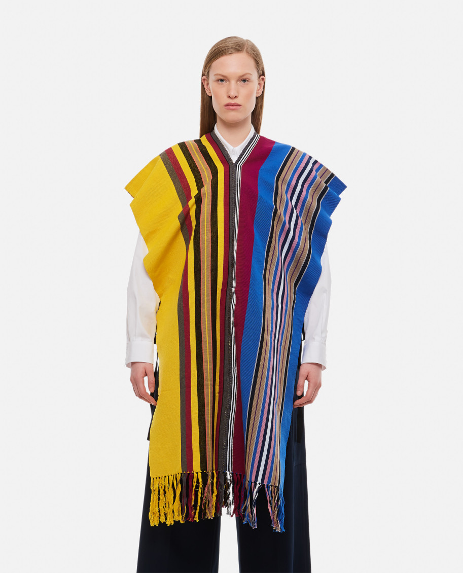 Colville Multicolor Soliman Cotton Striped Poncho In Multi