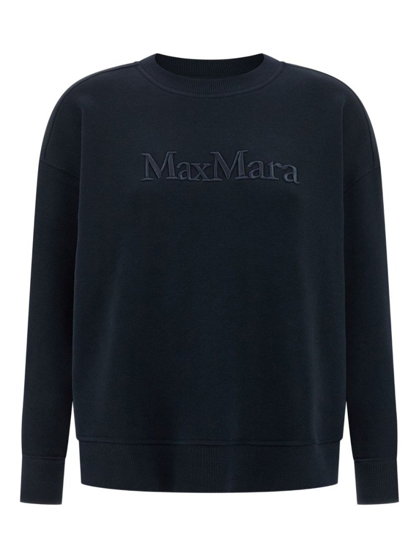 Max Mara Dark Blue Cotton Sweatshirt In Blue