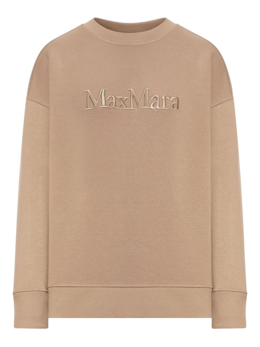 Max Mara Brown Embroidered Cotton Sweatshirt In Brown