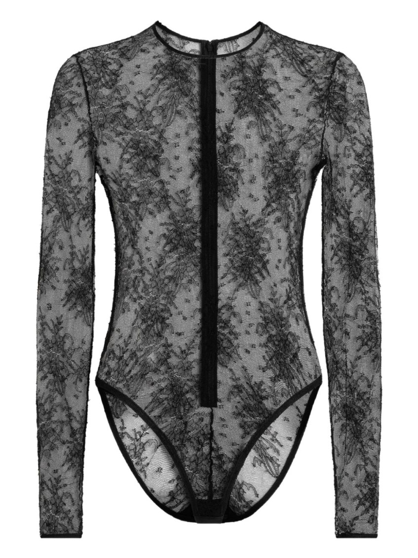 Dolce & Gabbana Chantilly Lace Bodysuit In Black