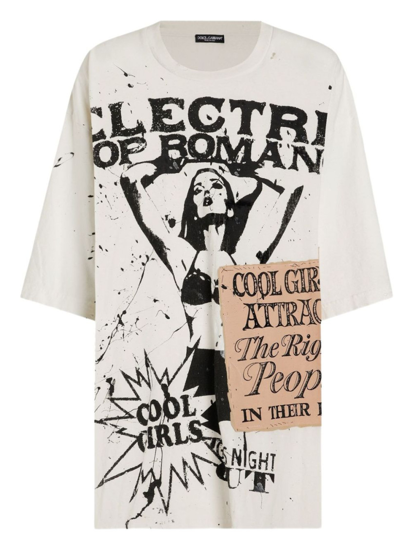 Dolce & Gabbana Printed Cotton T-shirt In White