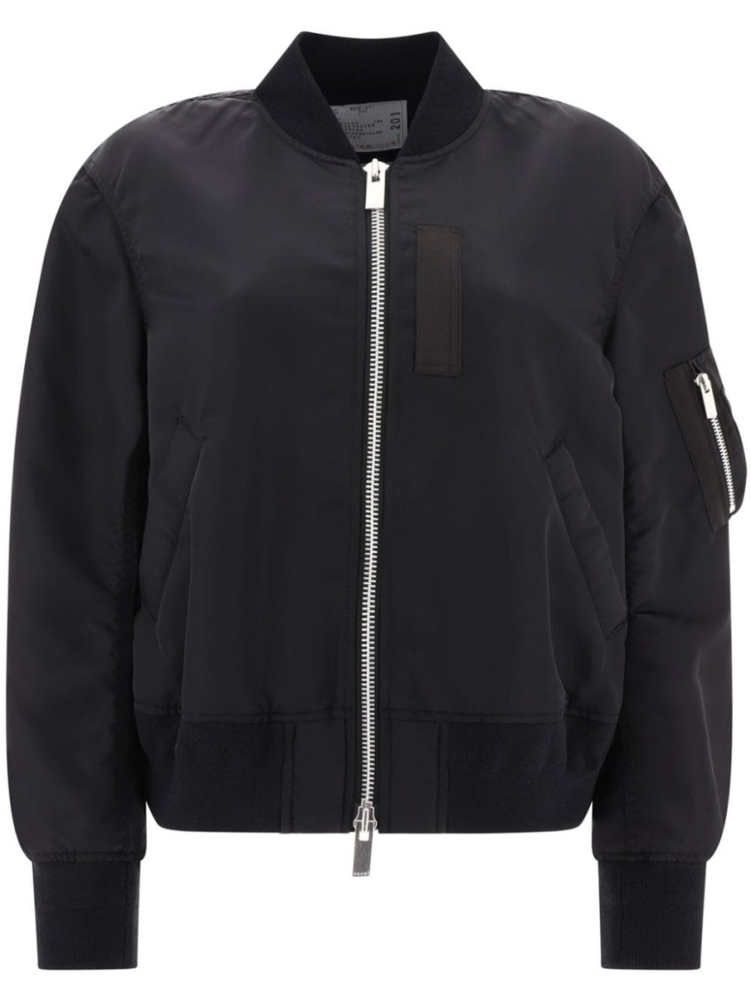 Sacai Womens Black Relaxed-fit Round-neck Shell Jacket In Black