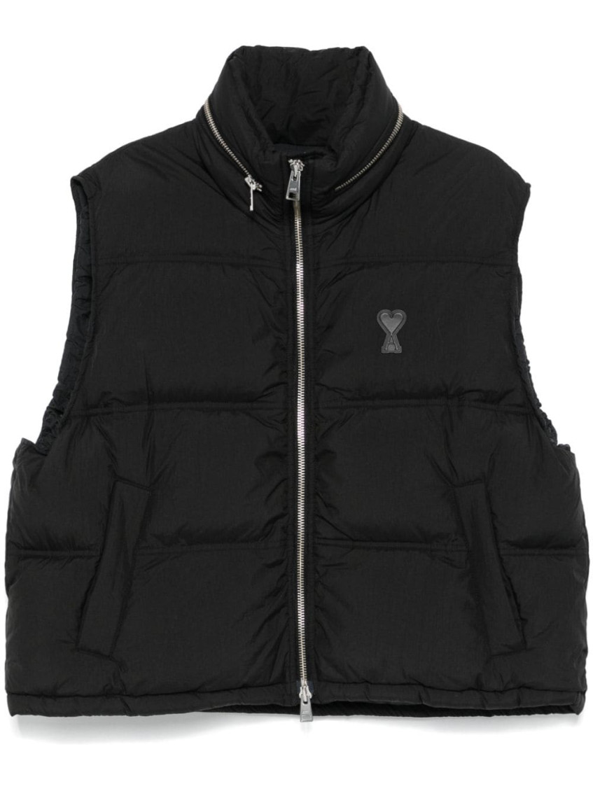 Shop Ami Alexandre Mattiussi Black Embossed Logo Vest