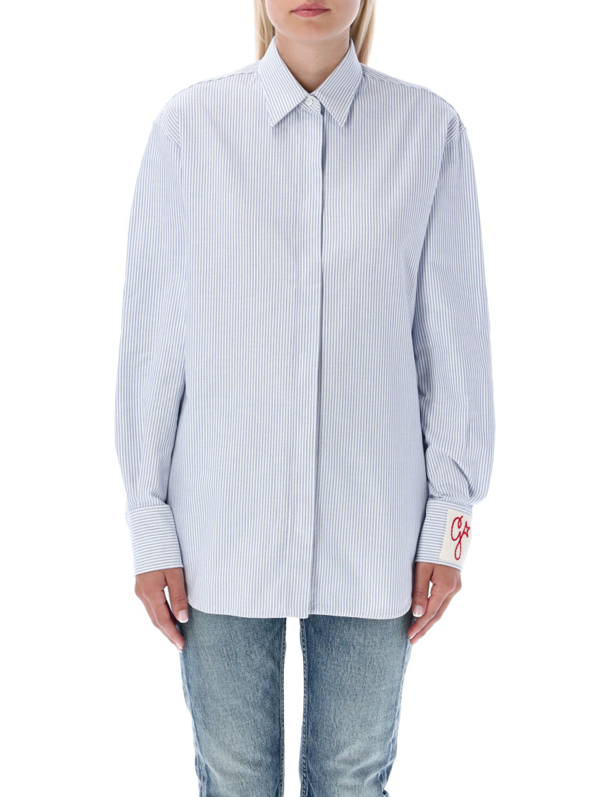 Golden Goose Striped Boyfriend Button-front Shirt In Light Blue