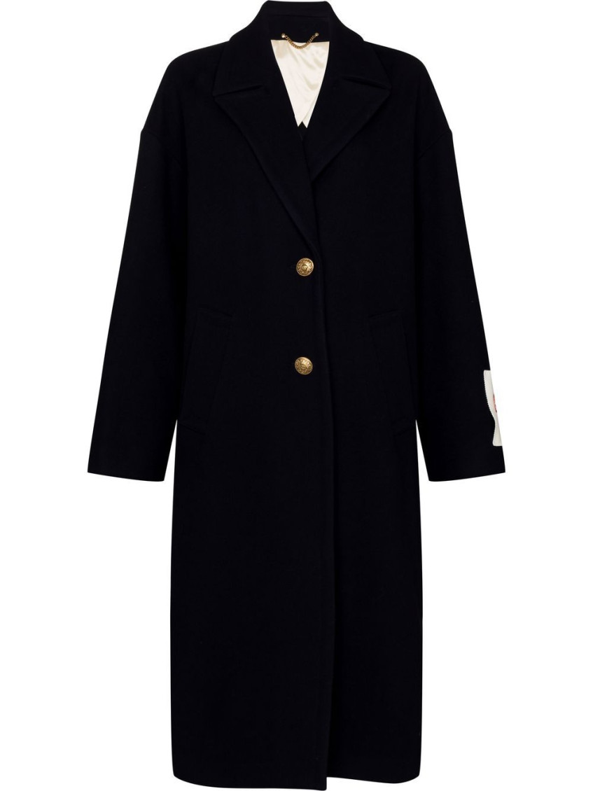 Golden Goose Navy Single-breasted Coat In Dark Blue