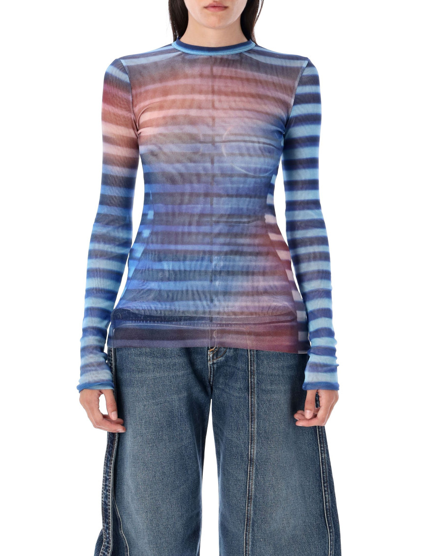 Jean Paul Gaultier Light Blue Crewneck Top In Blue