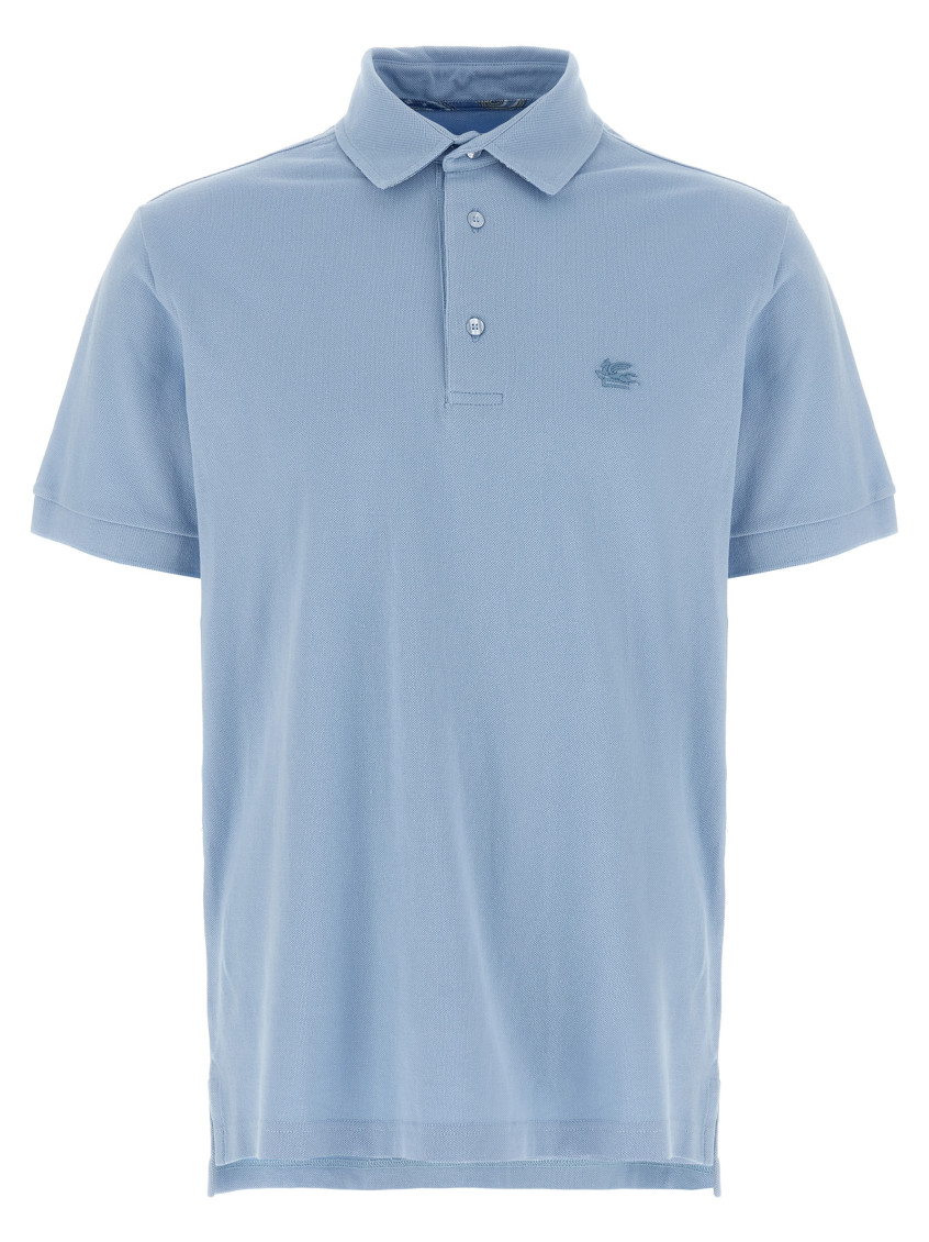 Etro Light Blue Pegaso Polo Shirt In Light Blue