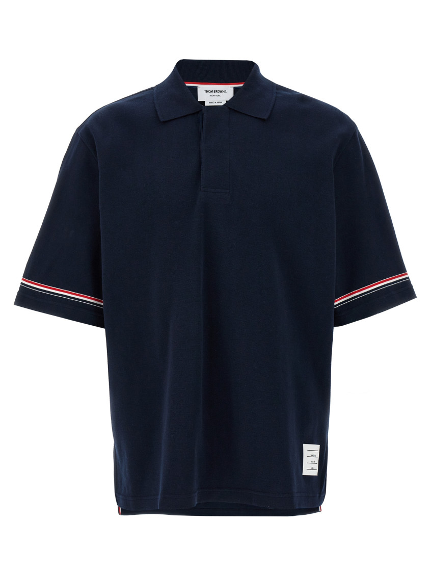 Thom Browne Logo Embroidered Polo T-shirt In Blue