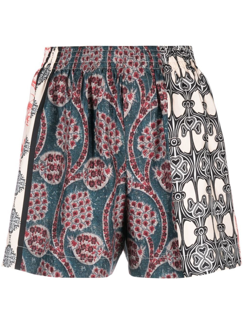 Erika Cavallini Semi-couture Multicolor Silk Shorts In Multicolor