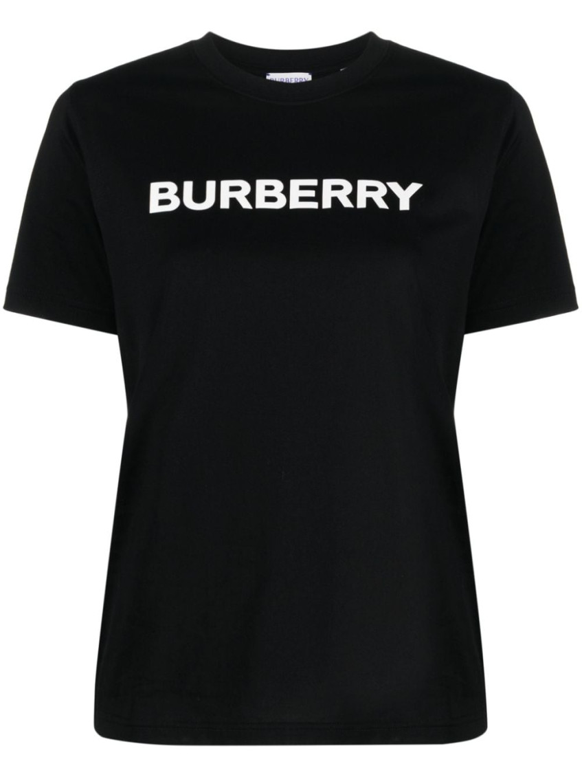 Shop Burberry Black Logo Cotton T-shirt