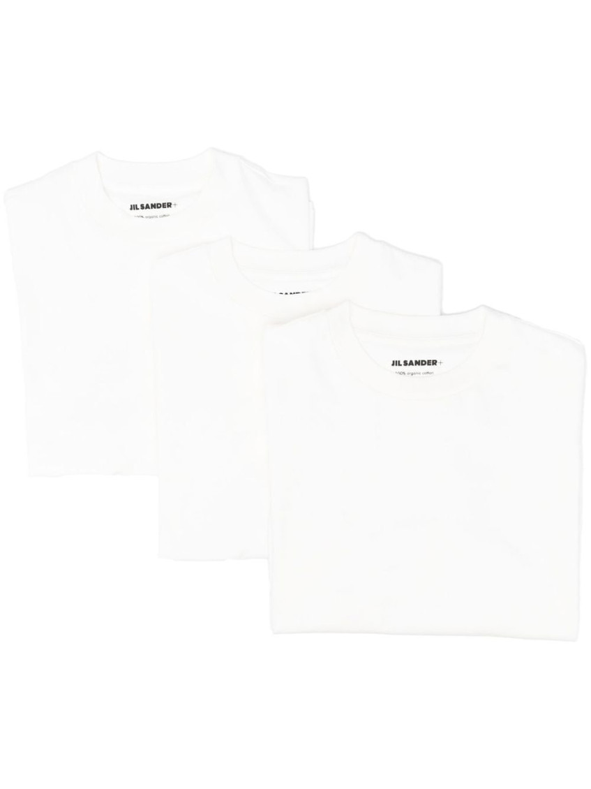 Jil Sander White Logo Pack Of 3 Organic Cotton T-shirt In White