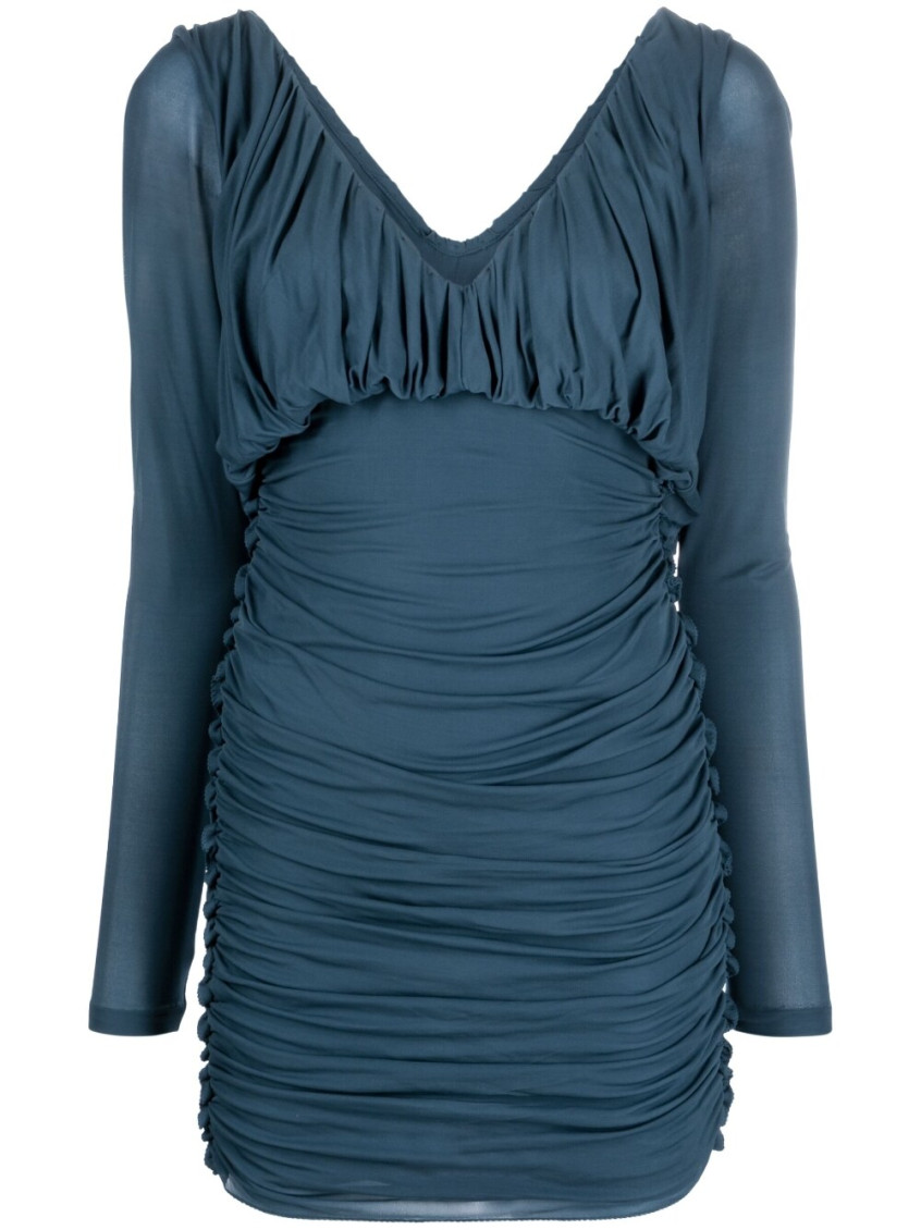 Shop Saint Laurent Blue Short Jersey Dress
