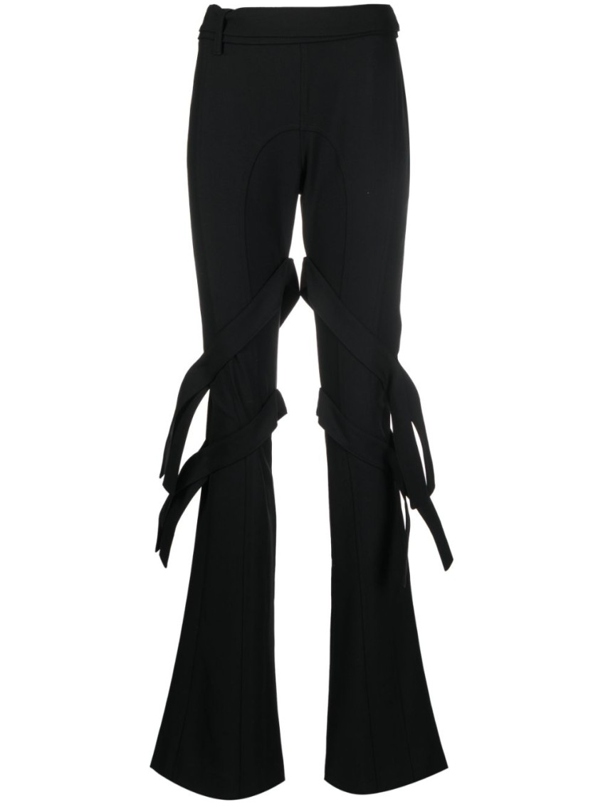 Shop Ambush Black Double Waist Wool Trousers
