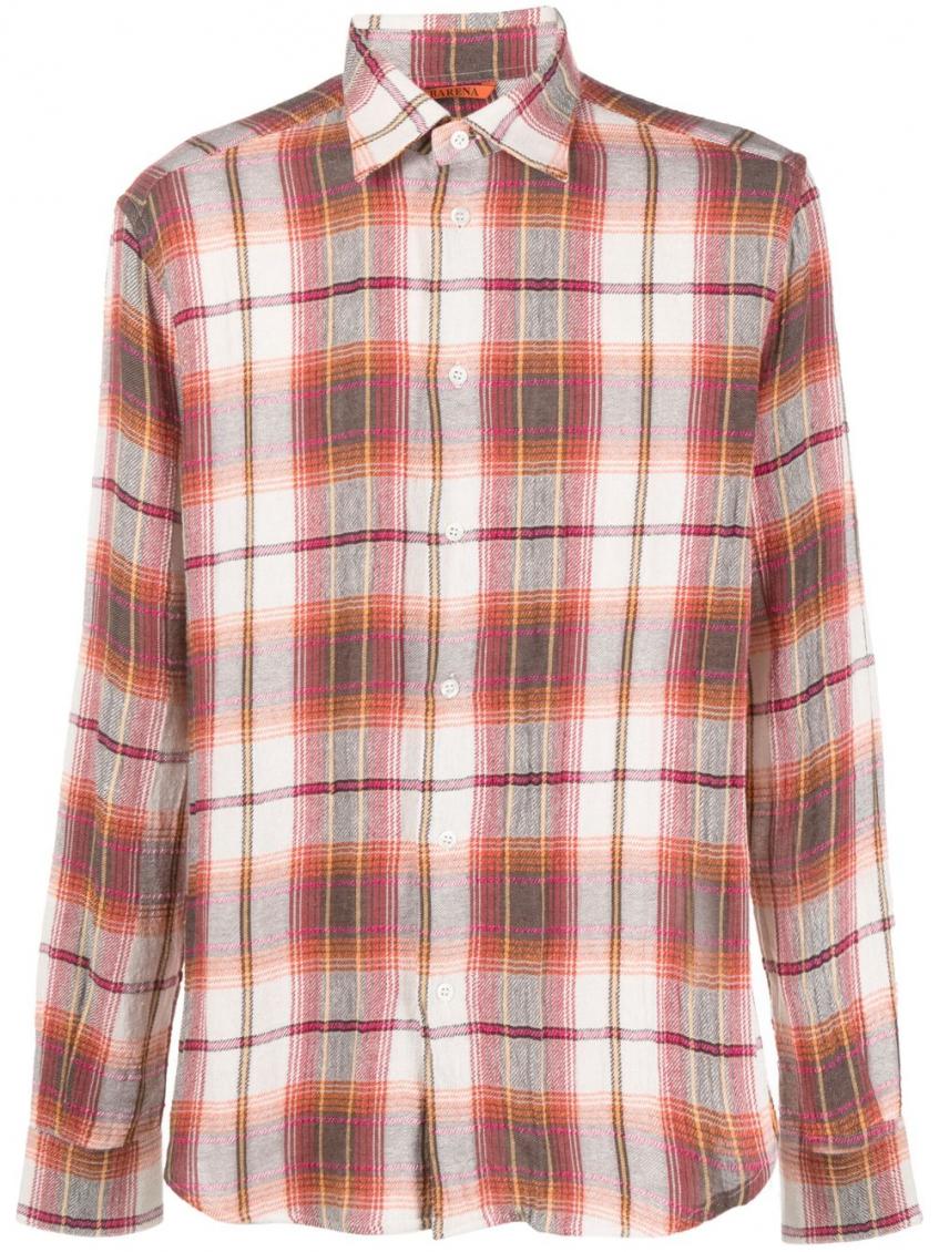 Barena Venezia Barena Check Print Cotton Blend Shirt In Beige