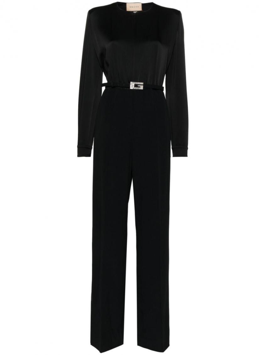 Gucci Jumpsuit Wool Belted Waist In Black