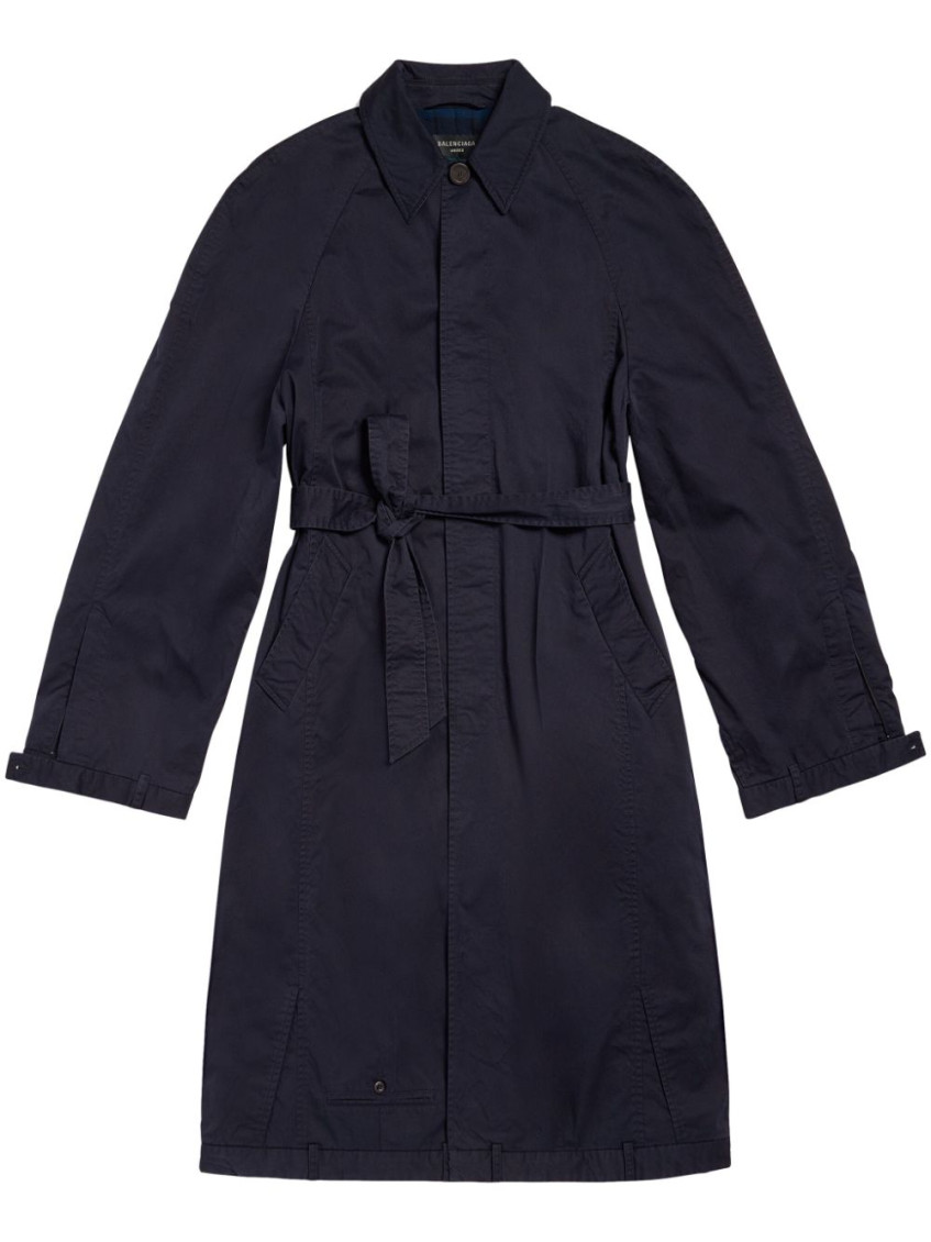 Balenciaga Belted Deconstructed Coat In Blue