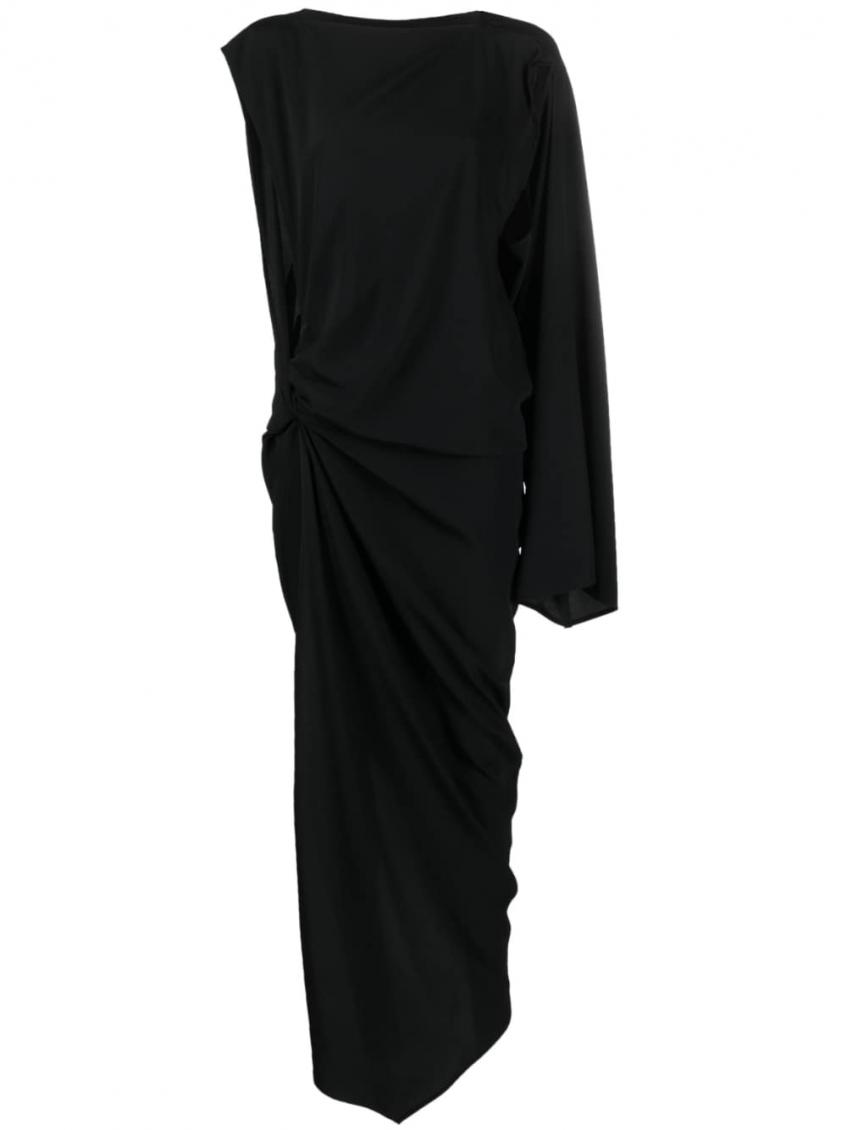 Rick Owens Black Long One-shoulder Draped Dress for Women Online 
