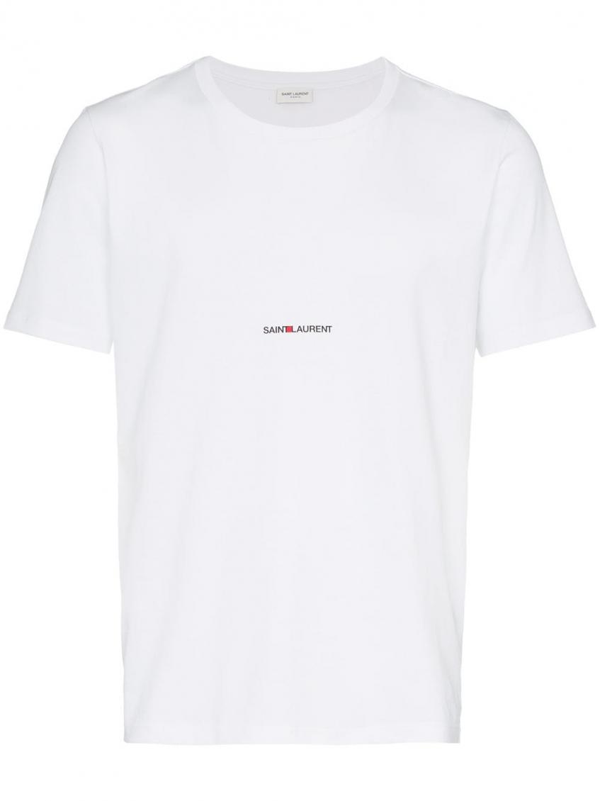 Saint Laurent Logo-print Cotton T-shirt In White